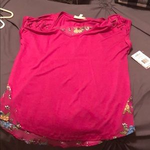 Floral shirt sleeve blouse